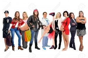 18087572-Crowd-or-group-of-different-women-isolated-in-white-Stock-Photo